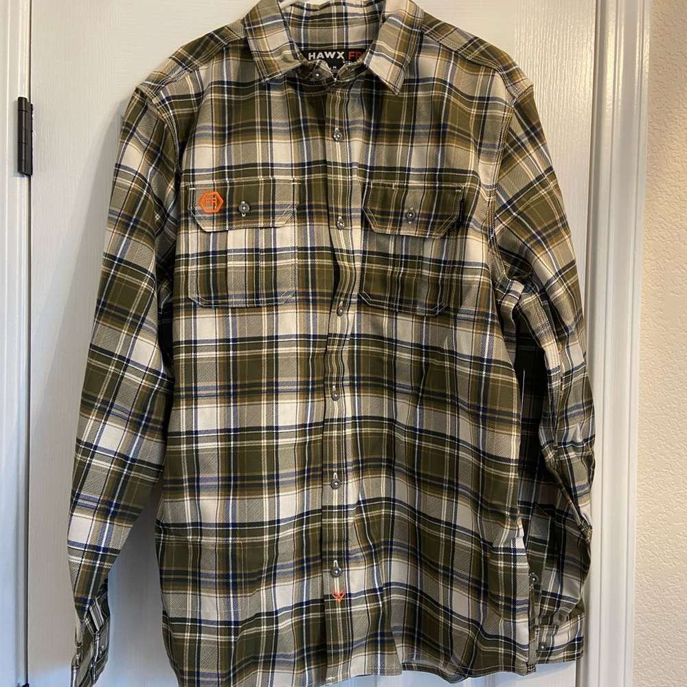 Hawk flannel button down work shirt fr.